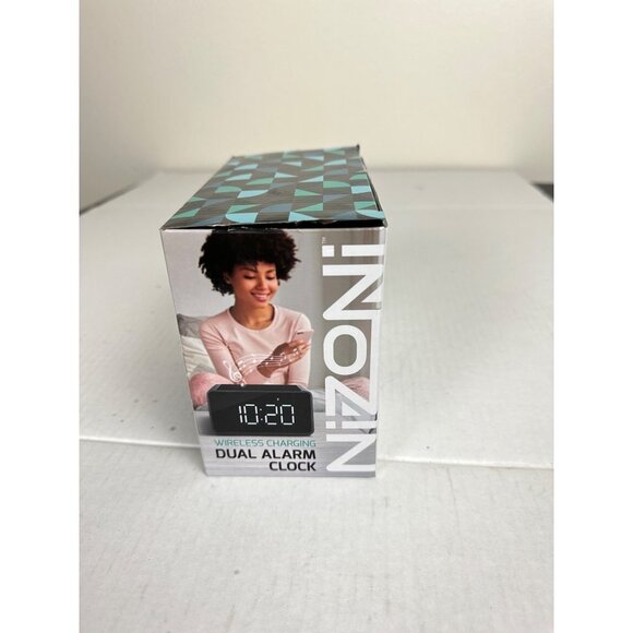 Nizoni Wireless Charging Dual Alarm Clock, USB Type C Charging Port  OS Black Ne - Picture 8 of 10